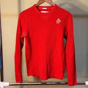 Y2K Abercrombie & Fitch Red Crewneck Waffle Sweater